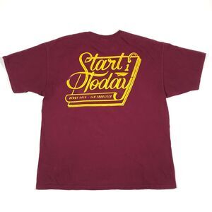 Benny Gold SF Start Today Maroon Yellow script Tee T Shirt Size XL Streetwear B2